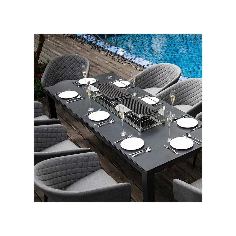Maze Rattan Ambition 8 Seat Rectangular Fire Pit Dining Set with Free Winter Cover image 8