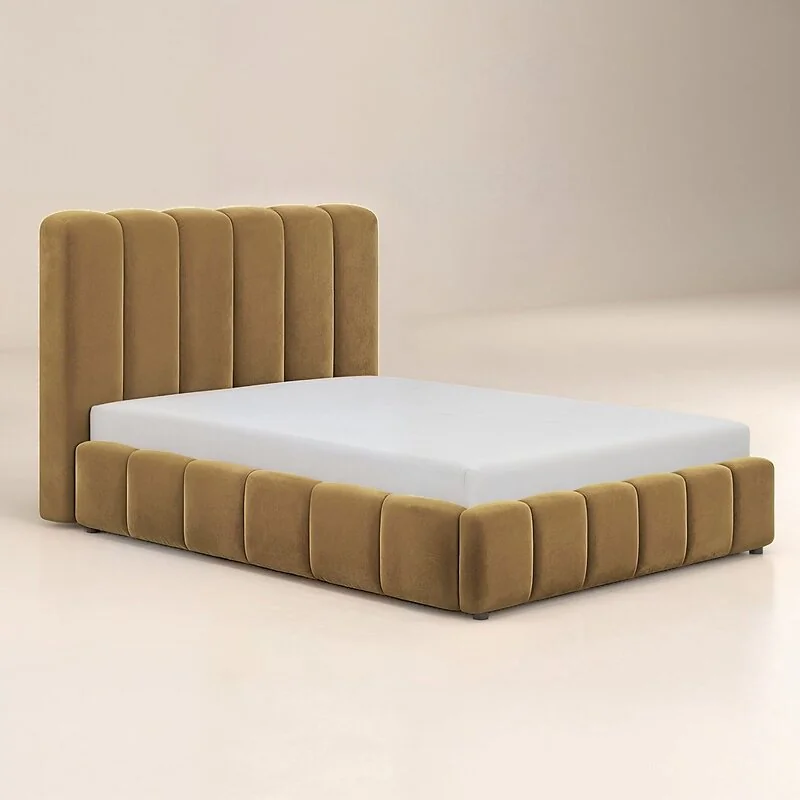 SOLACE+CO Emilie Ribbed Ottoman Bed Caramel Velvet image 6