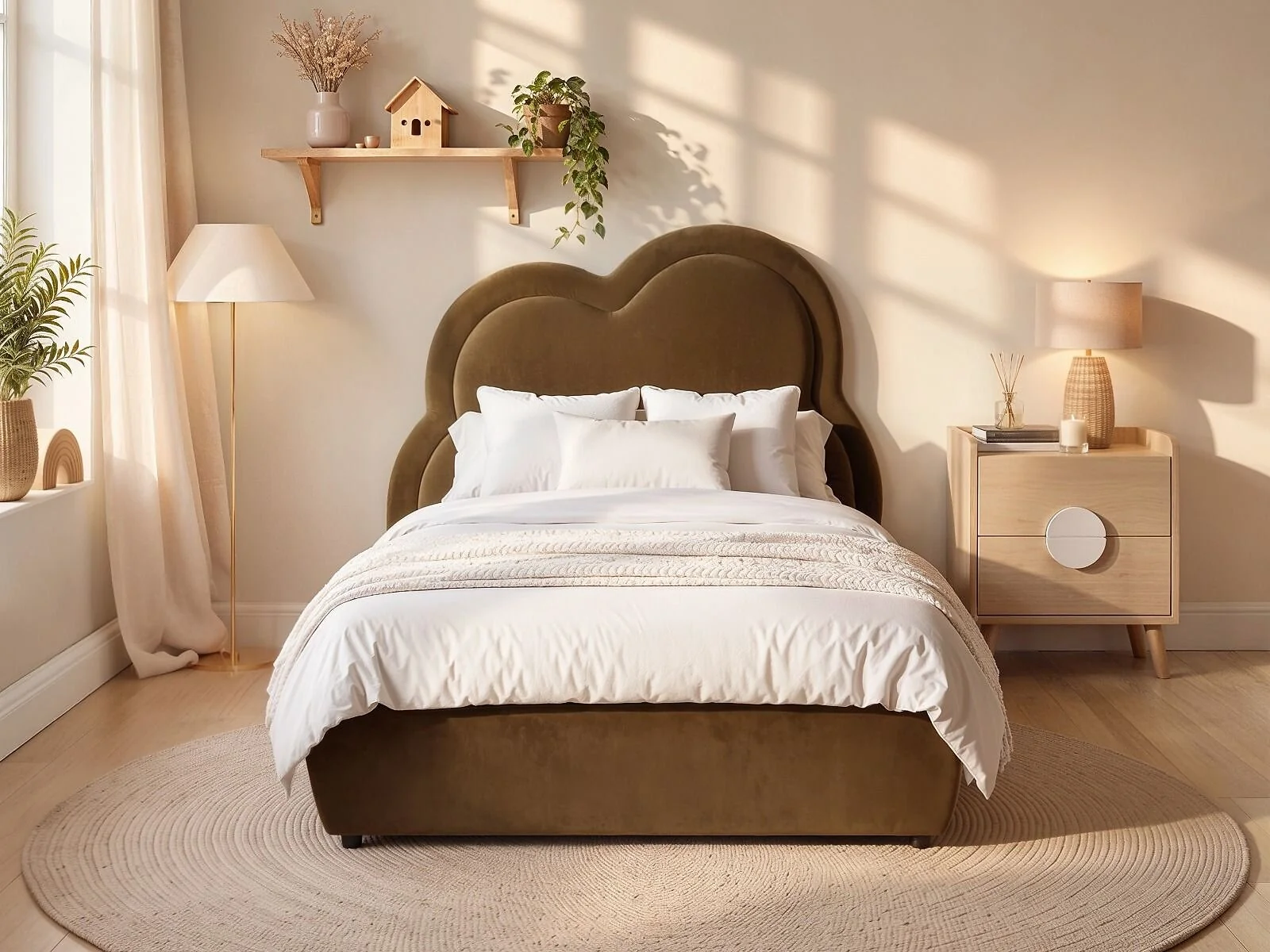 Flair Elyna Single Upholstered Bed with Cloud Headboard – view 4