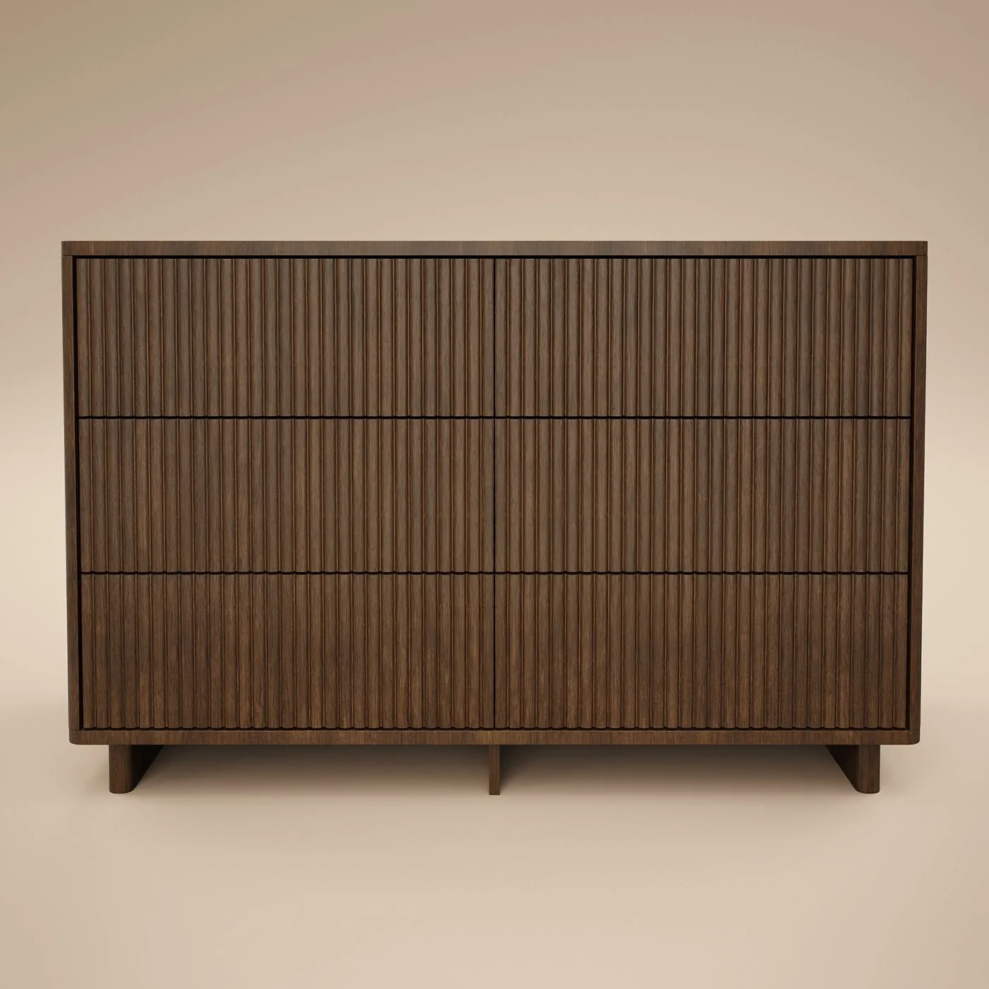 SOLACE+CO Velmor Ribbed Chest of 6 Drawers Walnut image 5