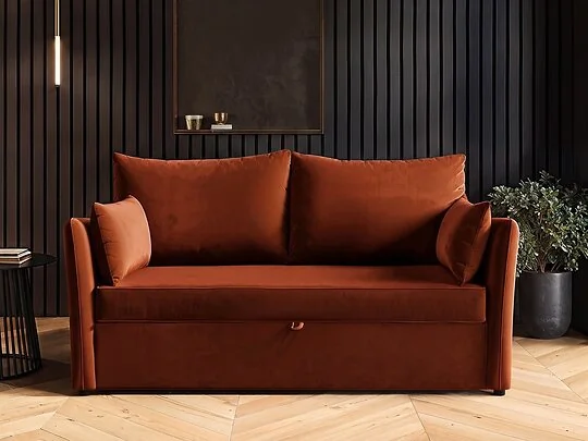 SOLACE+CO Skyler 2 Seater Sofa Bed Velvet Orange