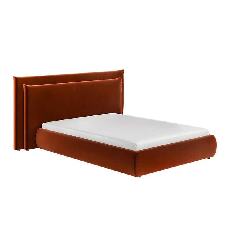 SOLACE+CO Sigrid Ottoman Storage Bed with Cushion Headboard Burnt Orange Velvet image 6