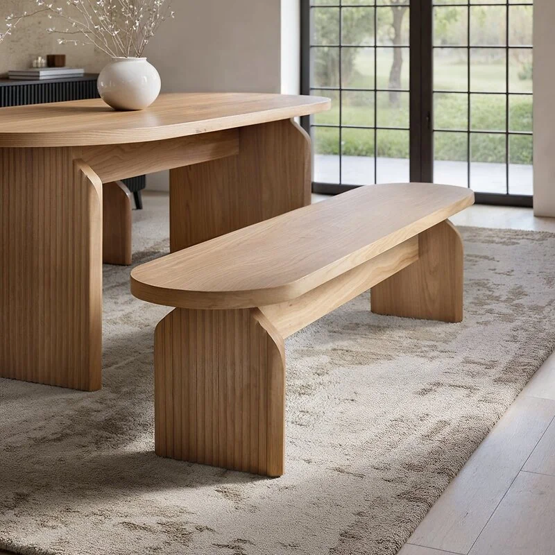 SOLACE+CO Varm Oak Extendable Table with Bench & Aiko Green Chairs Dining Set image 5