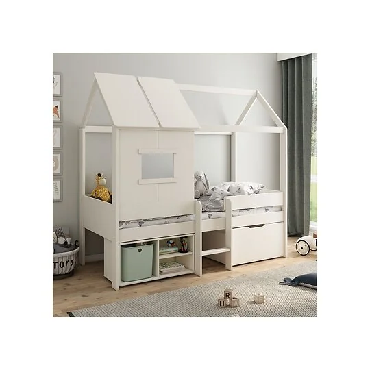Kids Avenue Ordi Mini Playhouse Mid Sleeper Bed with Storage