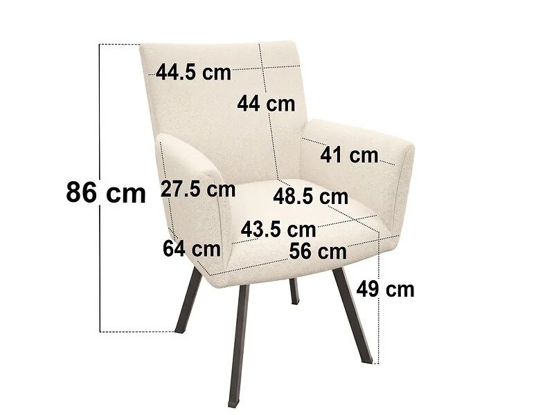 SOLACE+CO Selene dining chair with arms dimensions H86 x W56 x D64cm