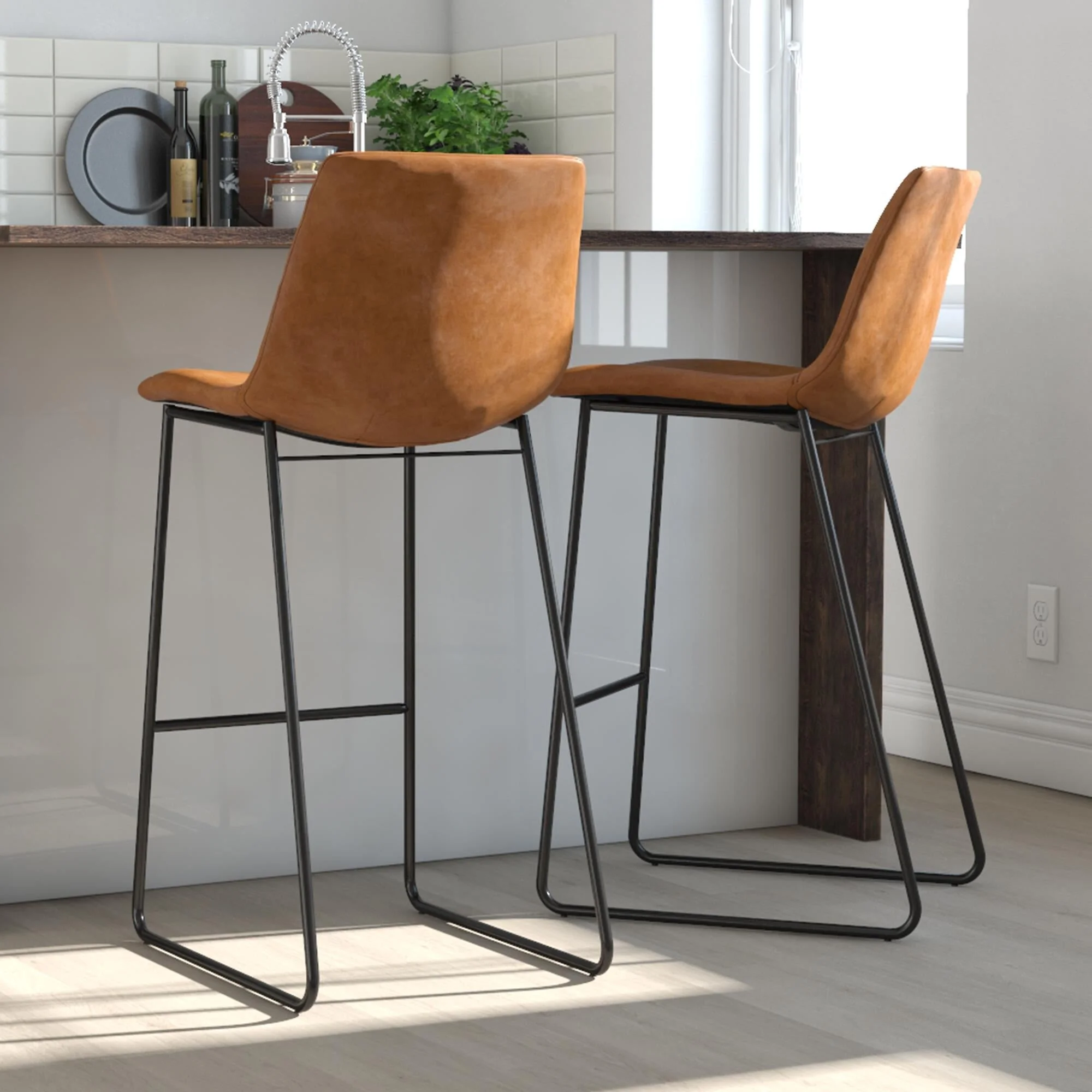 Dorel Bowden Barstool Pu Caramel Maple