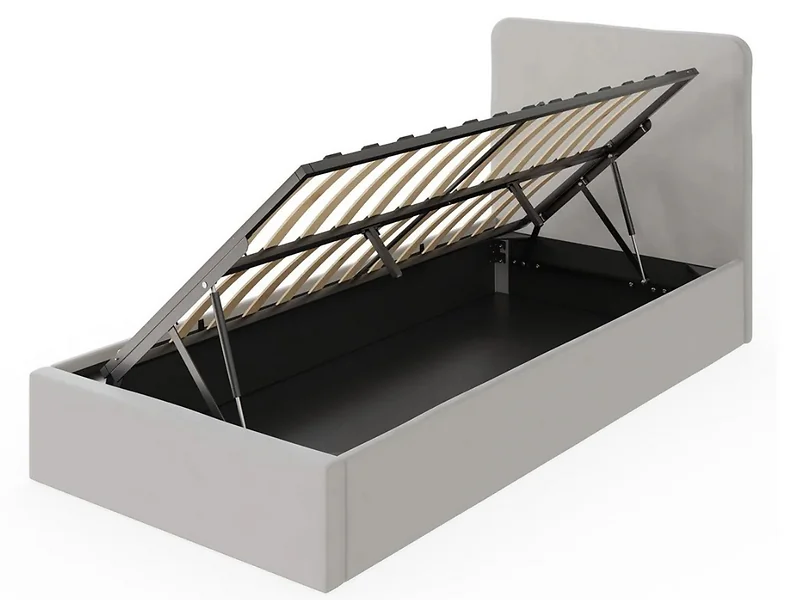 GFW Chiswick Side Lift Ottoman Bed in Soft Grey Velvet with Hidden Storage