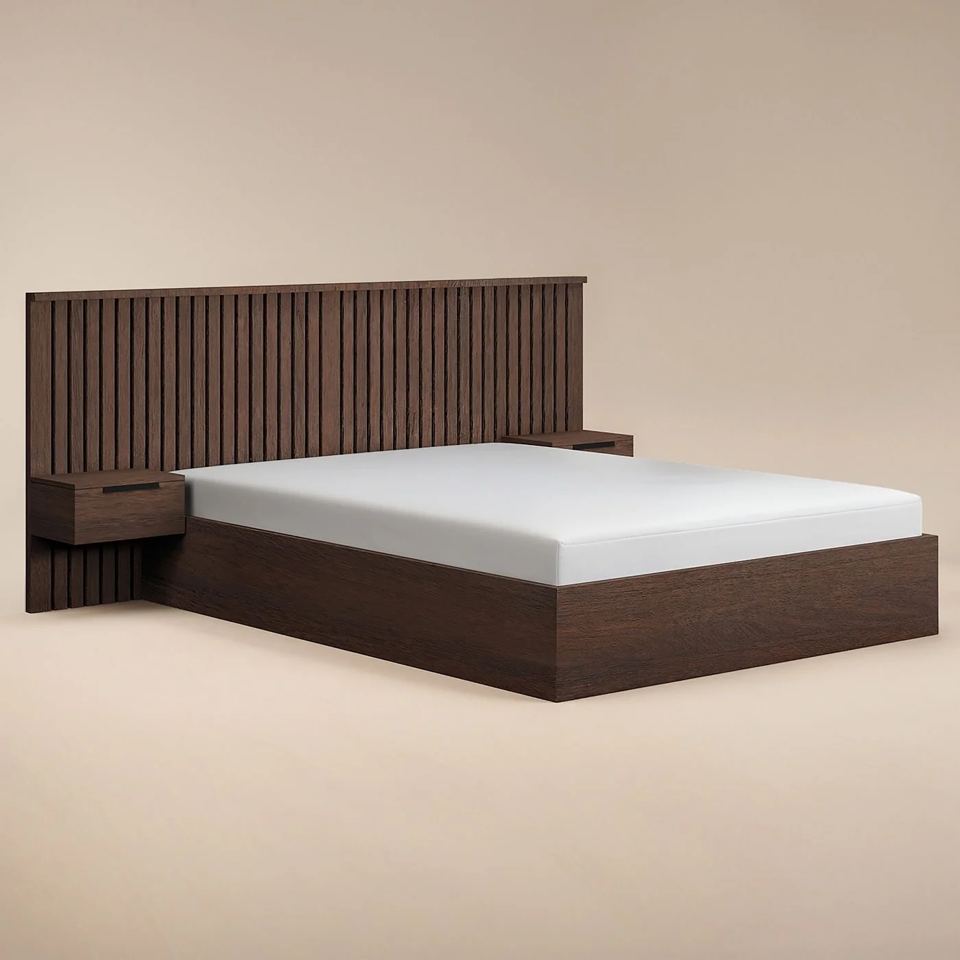 SOLACE+CO Taylor Hotel Ottoman Bed with Side Tables Walnut image 4