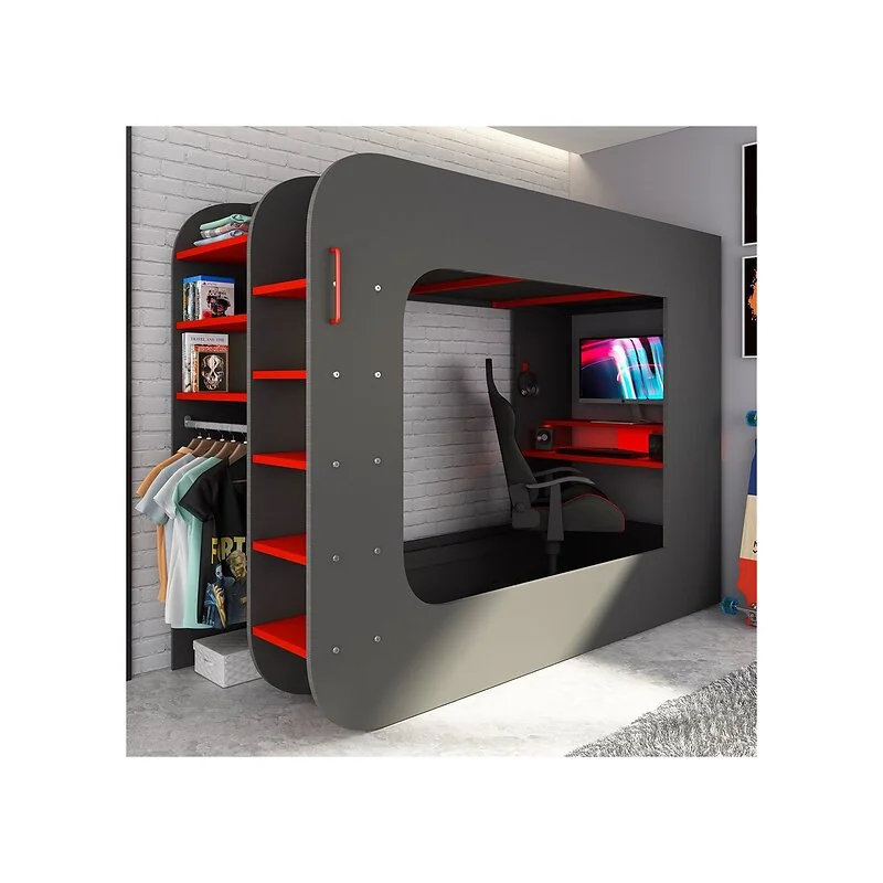 Trasman Loft Pod Solo High Sleeper Gaming Bed with Desk