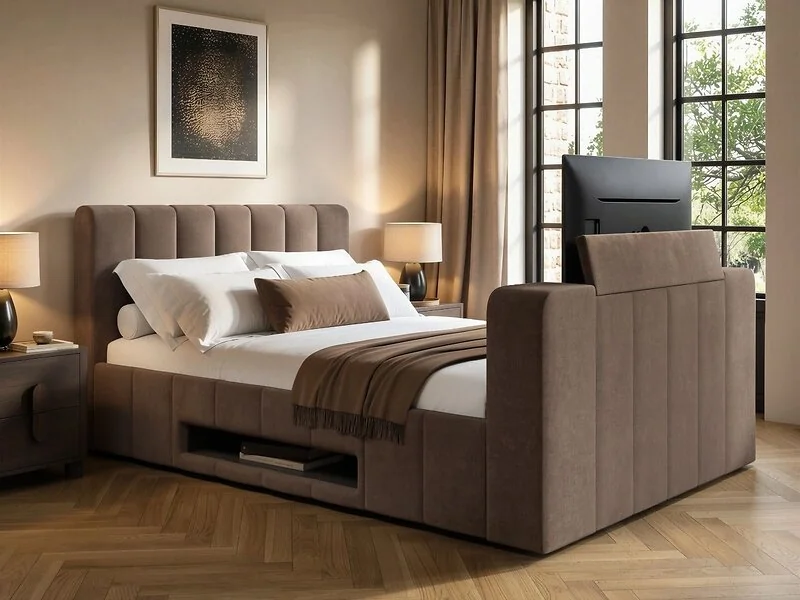 SOLACE+CO Langden TV Ottoman Bed with Side Lift Storage – view 2