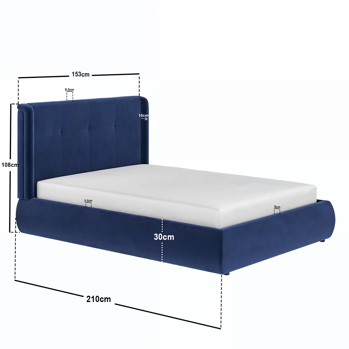 Solace+Co Monte Midnight Velvet Winged Button Headboard Ottoman Bed image 8