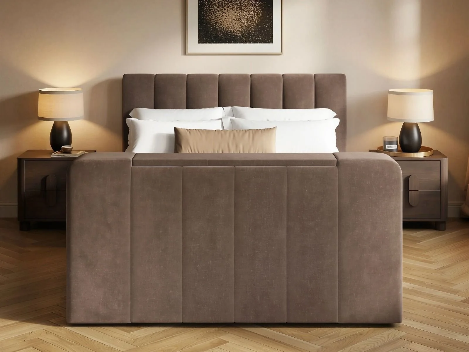 SOLACE+CO Langden TV Ottoman Bed with Side Lift Storage – view 8